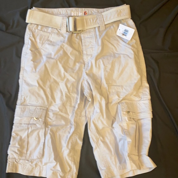 New Men’s Guess Cargo Long Shorts Plaid Belted 29 - Picture 1 of 6